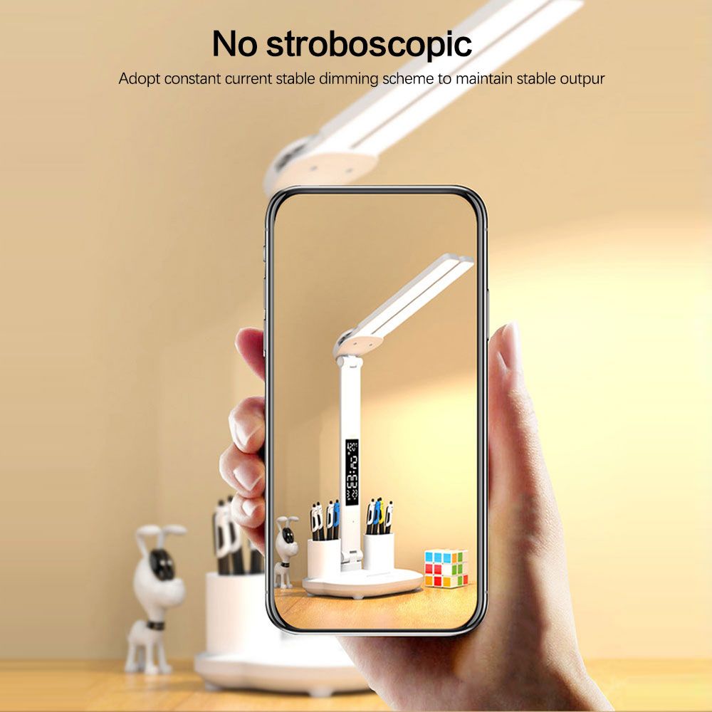 Lampada da Scrivania LED Multifunzione con Calendario Luminosità Regolabile e Design Regolabile Luce Senza Sfarfallio Perfetta per Spazio di Lavoro Creativo Lampada da Letto Moderna