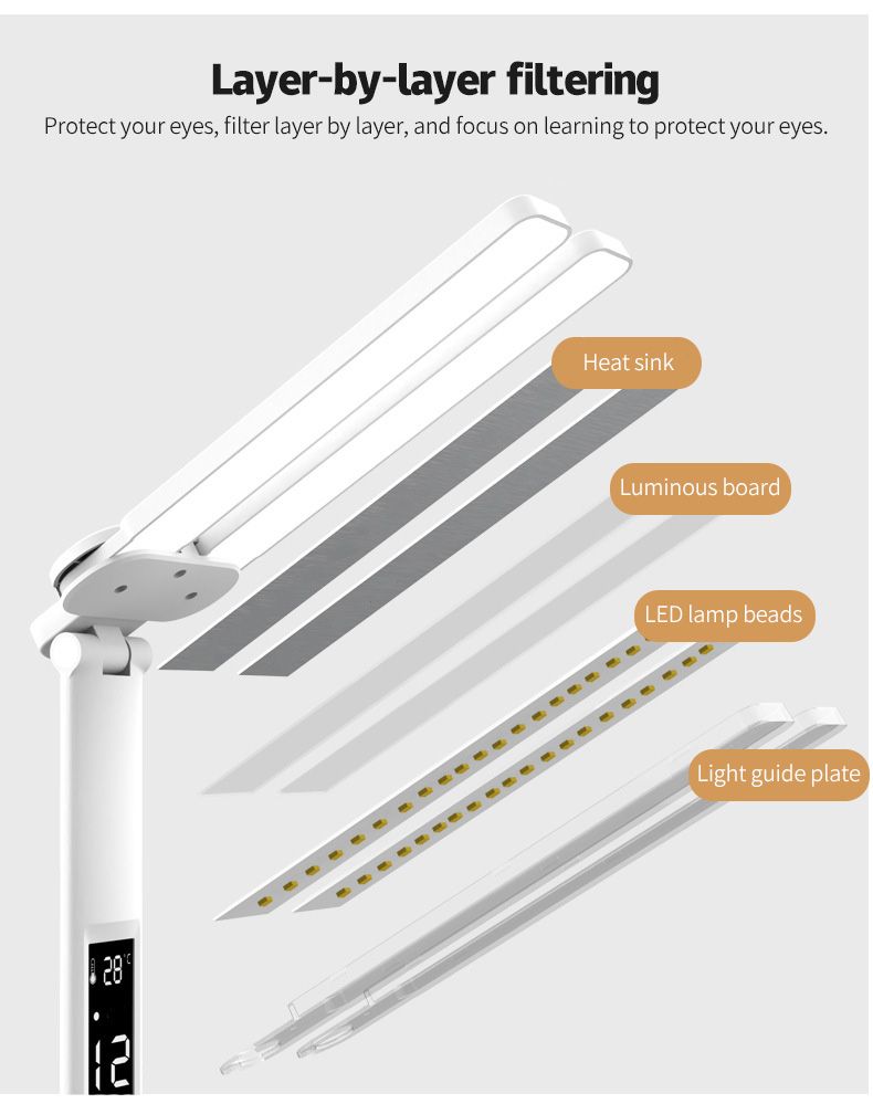Lampada da Scrivania LED Multifunzione con Calendario Luminosità Regolabile e Design Regolabile Luce Senza Sfarfallio Perfetta per Spazio di Lavoro Creativo Lampada da Letto Moderna