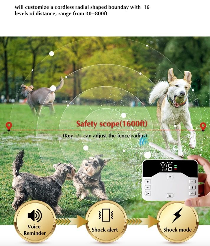 Sistema 2-in-1 Recinzione Elettronica Wireless e Collare di Addestramento Remoto Sicurezza Esterna per Animali Contenimento e Addestramento Cani di Tutte le Dimensioni Prodotti Innovativi per Animali