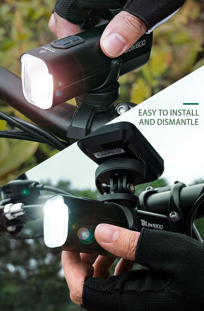 TOWILD DLite 1800 Luce per Bicicletta Ricaricabile USB 2100 Lumen Impermeabile Faro Anteriore Sicurezza Ciclismo Batteria 5000mAh
