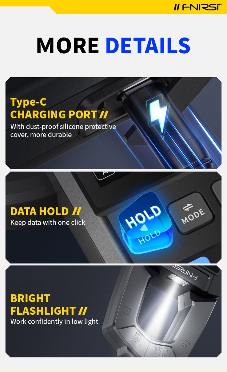 FNIRSI DMC-100 Multimetro a Pinza Automatico Intelligente per Elettricisti e Fai da Te