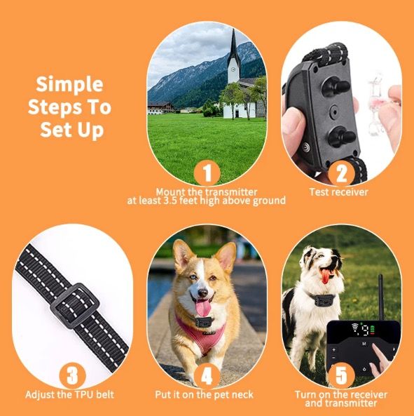 Recinto Elettrico per Cani Senza Fili e Collare di Addestramento con Shock Elettrico Vibrazione Regolabile Sistema Contenimento Animali Domestici Confini Personalizzabili