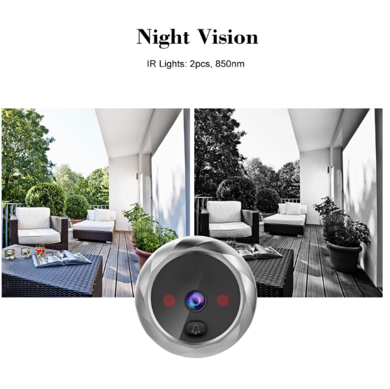 Videocitofono digitale con spioncino per porta, telecamera e campanello, schermo da 2,8 pollici, visione notturna, scatto foto, monitoraggio digitale della porta per la sicurezza domestica