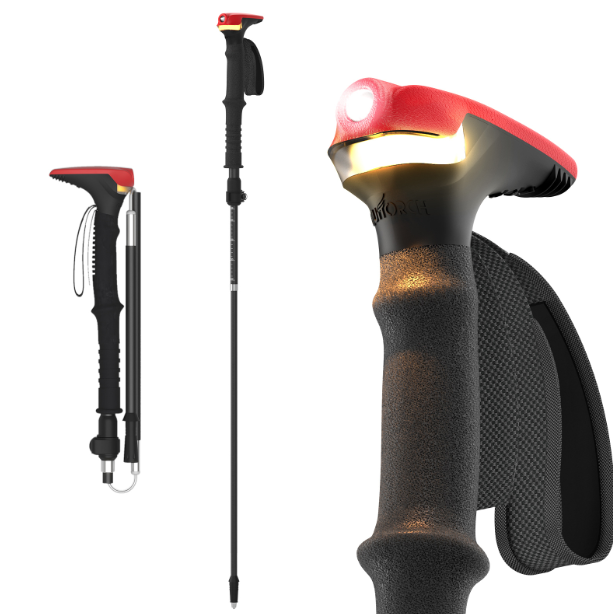 GUITORCH Trail Back | Bastoncini Trekking Luminosi con LED: Sicurezza & Visibilità Notturna