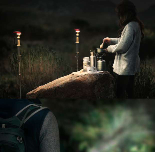 GUITORCH Trail Back | Bastoncini Trekking Luminosi con LED: Sicurezza & Visibilità Notturna