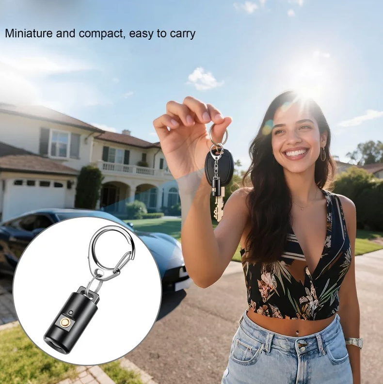 Mini Torcia LED Ricaricabile per Campeggio, Escursionismo, Portachiavi con Collana