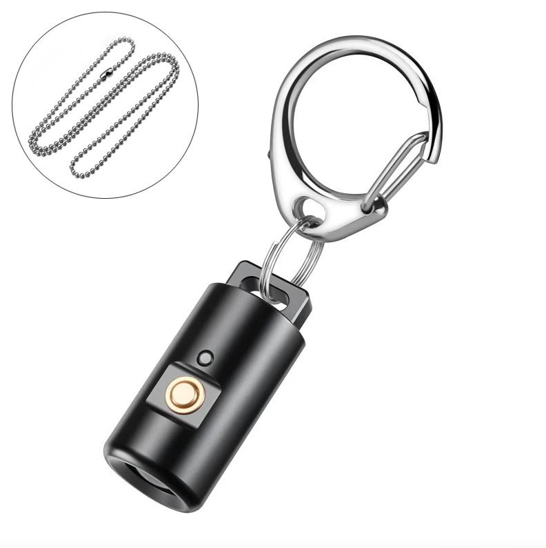 Mini Torcia LED Ricaricabile per Campeggio, Escursionismo, Portachiavi con Collana