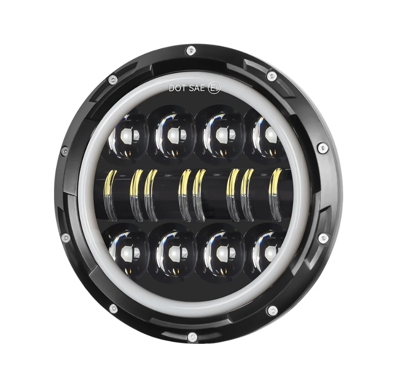 Faro rotondo 7 pollici LED per moto e fuoristrada con fascio DRL segnale svolta 75W Harley Jeep Wrangler lega alluminio impermeabile IP67 accessorio illuminazione durevole