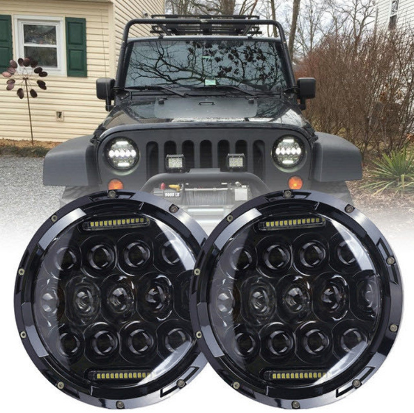 Faro rotondo 7 pollici LED per moto e fuoristrada con fascio DRL segnale svolta 75W Harley Jeep Wrangler lega alluminio impermeabile IP67 accessorio illuminazione durevole