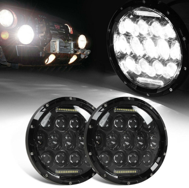 Faro rotondo 7 pollici LED per moto e fuoristrada con fascio DRL segnale svolta 75W Harley Jeep Wrangler lega alluminio impermeabile IP67 accessorio illuminazione durevole