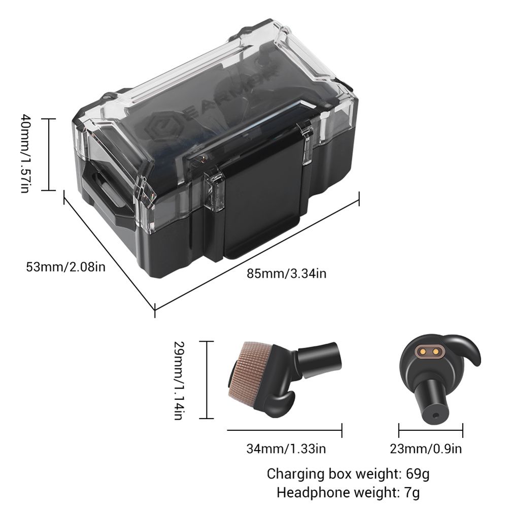 EARMOR M20 Auricolari Tattici Cancellazione del Rumore Tappi Elettronici per Forze dell'Ordine Ambienti ad Alto Rumore