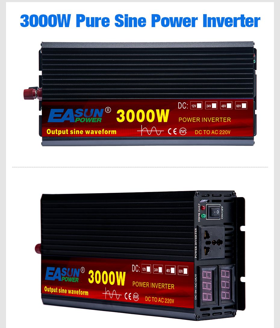 EASUN Inverter di potenza a onda sinusoidale pura da 2000W a 5000W - Convertitore DC-AC ad alte prestazioni per uso domestico e all'aperto
