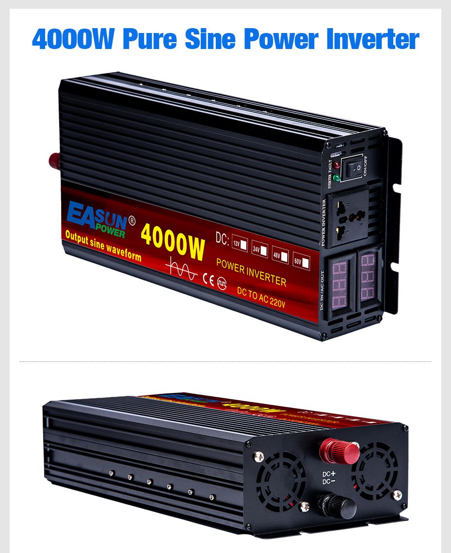 EASUN Inverter di potenza a onda sinusoidale pura da 2000W a 5000W - Convertitore DC-AC ad alte prestazioni per uso domestico e all'aperto