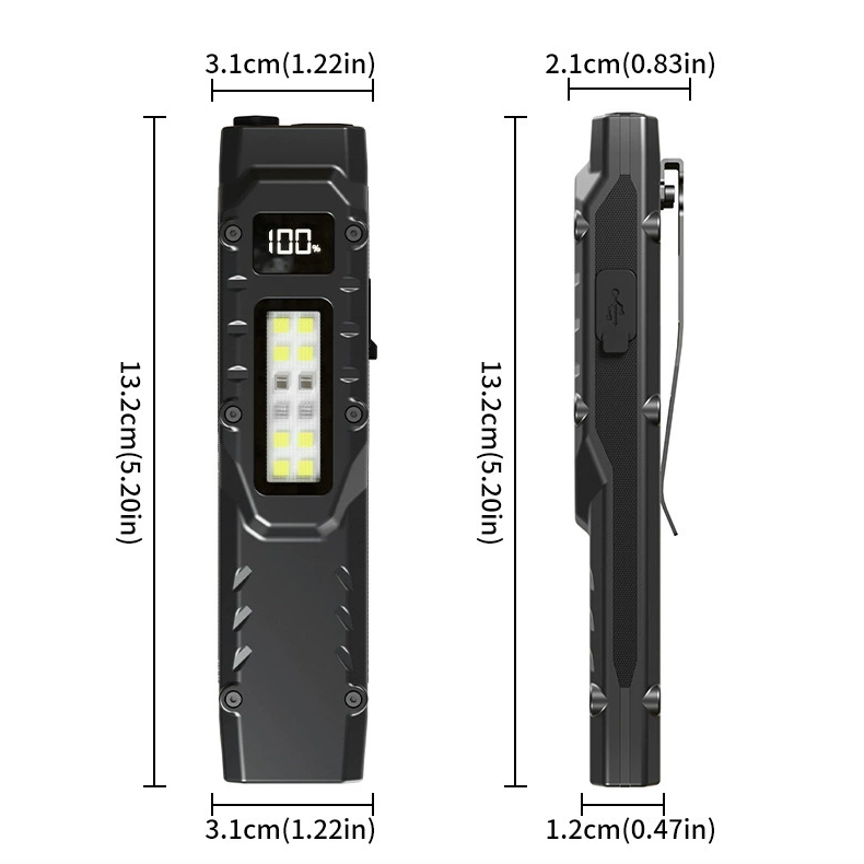 NiteBeam EDC29 Torcia LED in lega di alluminio ultra-sottile, torcia LED EDC ricaricabile, luce da lavoro COB portatile