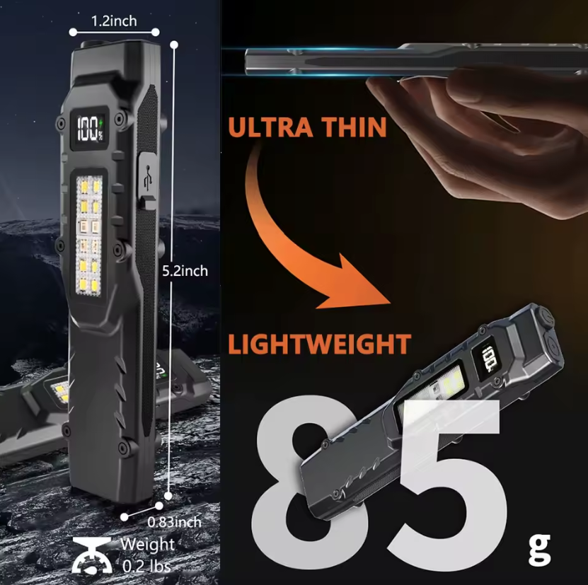 NiteBeam EDC29 Torcia LED in lega di alluminio ultra-sottile, torcia LED EDC ricaricabile, luce da lavoro COB portatile