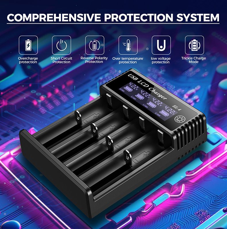 Caricabatterie Intelligente USB LCD per Batterie Ricaricabili 18650 e Ni-MH AA AAA Monitoraggio Ricarica con Display LCD Compatibilità Versatile e Gestione Efficiente delle Batterie