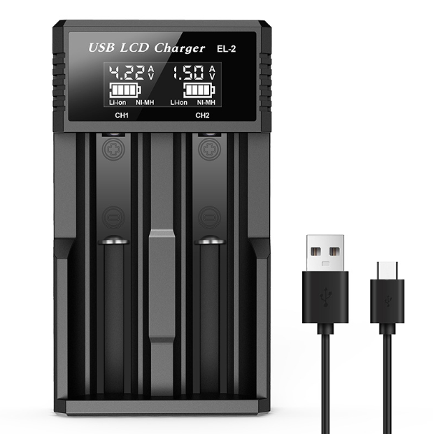 Caricabatterie Intelligente USB LCD per Batterie Ricaricabili 18650 e Ni-MH AA AAA Monitoraggio Ricarica con Display LCD Compatibilità Versatile e Gestione Efficiente delle Batterie