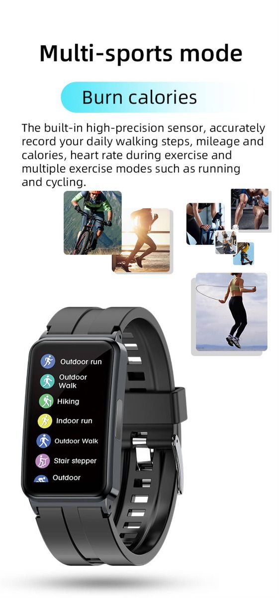 EP01 Smartwatch Bracciale Fitness Tracker: Glucosio, ECG, HRV, Cardio, Temp. 1.47" HD Impermeabile
