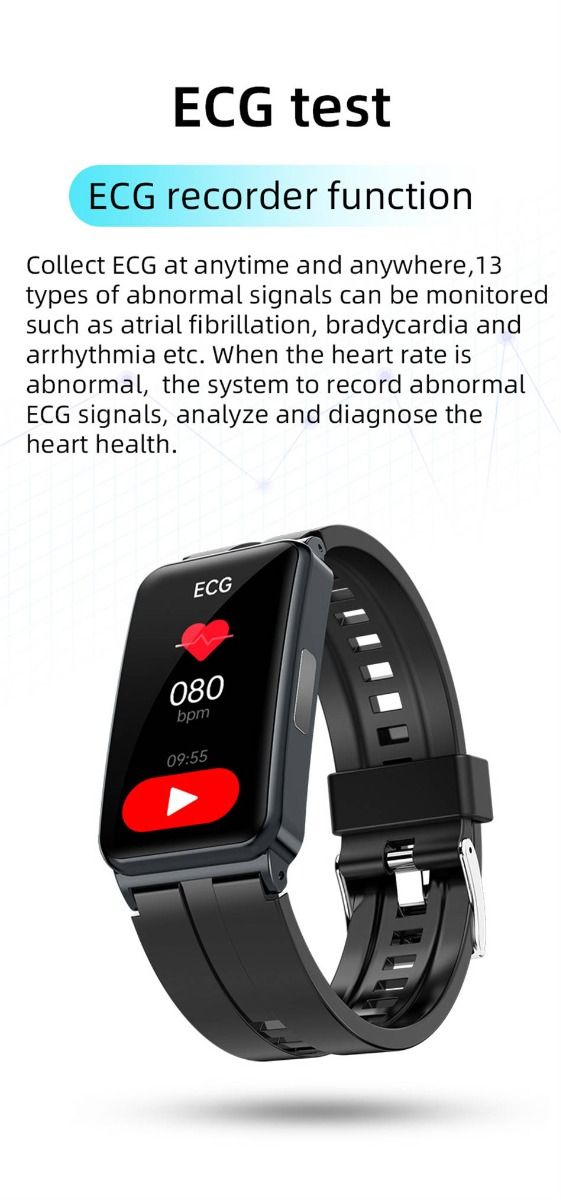 EP01 Smartwatch Bracciale Fitness Tracker: Glucosio, ECG, HRV, Cardio, Temp. 1.47" HD Impermeabile