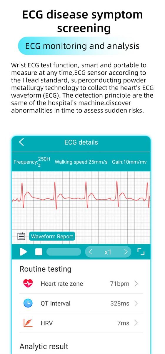 EP01 Smartwatch Bracciale Fitness Tracker: Glucosio, ECG, HRV, Cardio, Temp. 1.47" HD Impermeabile