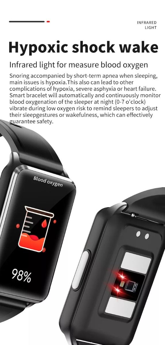 EP02 Smart Watch Glicemia Zucchero ECG HRV, Rilevamento Temperatura Cardio Smart Bracelet Band Fitness Tracker 1.57" HD Impermeabile