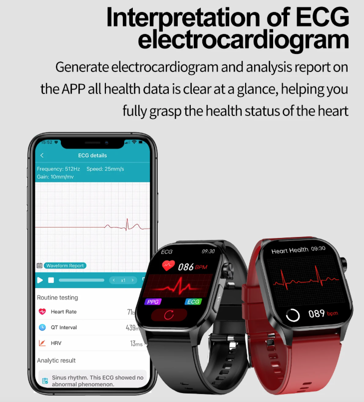 E580 Smartwatch per Glicemia, ECG, Frequenza Cardiaca, Pressione Sanguigna, Impermeabile IP68