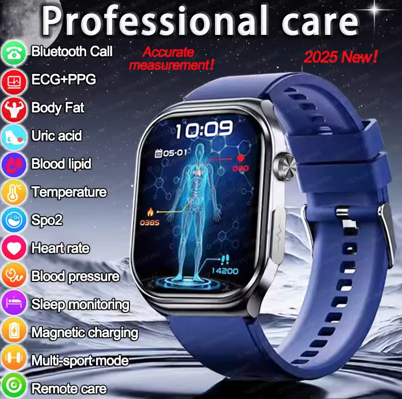 ET585 ECG+PPG AI Diagnosi Sanitaria Smartwatch Uomo Donna Orologio Lipidi Sangue BP Acido Urico Frequenza Cardiaca
