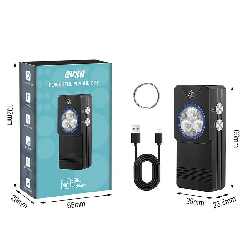 Torcia EV30: Mini, 550 Lumen, Luce UV 365nm e Ricaricabile USB-C Tascabile!
