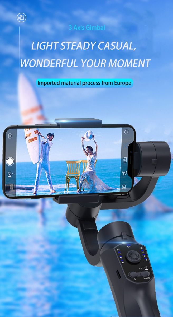 F10 Pro Stabilizzatore 3 Assi per Telefono, Gimbal per Riprese Cinematografiche su Dispositivo Mobile con Compatibilità Smartphone e Riconoscimento Facciale