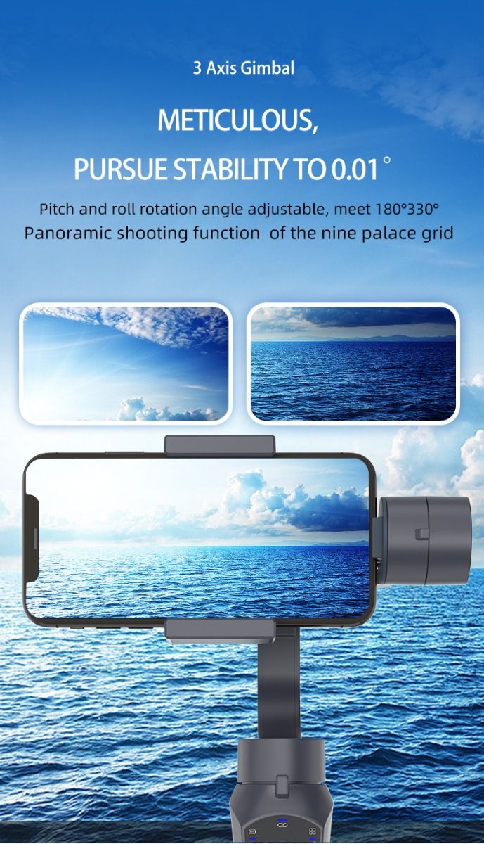 F10 Pro Stabilizzatore 3 Assi per Telefono, Gimbal per Riprese Cinematografiche su Dispositivo Mobile con Compatibilità Smartphone e Riconoscimento Facciale