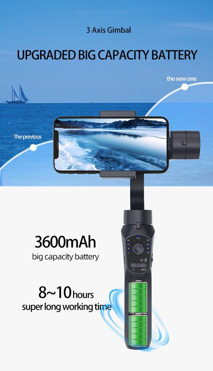 F10 Pro Stabilizzatore 3 Assi per Telefono, Gimbal per Riprese Cinematografiche su Dispositivo Mobile con Compatibilità Smartphone e Riconoscimento Facciale