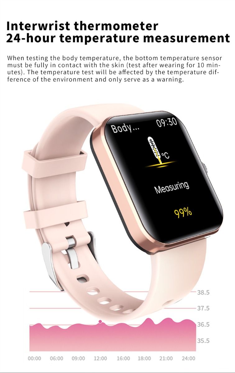 F57L Smartwatch Glicemia Pressione Sanguigna Frequenza Cardiaca Monitoraggio della Temperatura Monitoraggio Sportivo 1.91 Pollici Sn