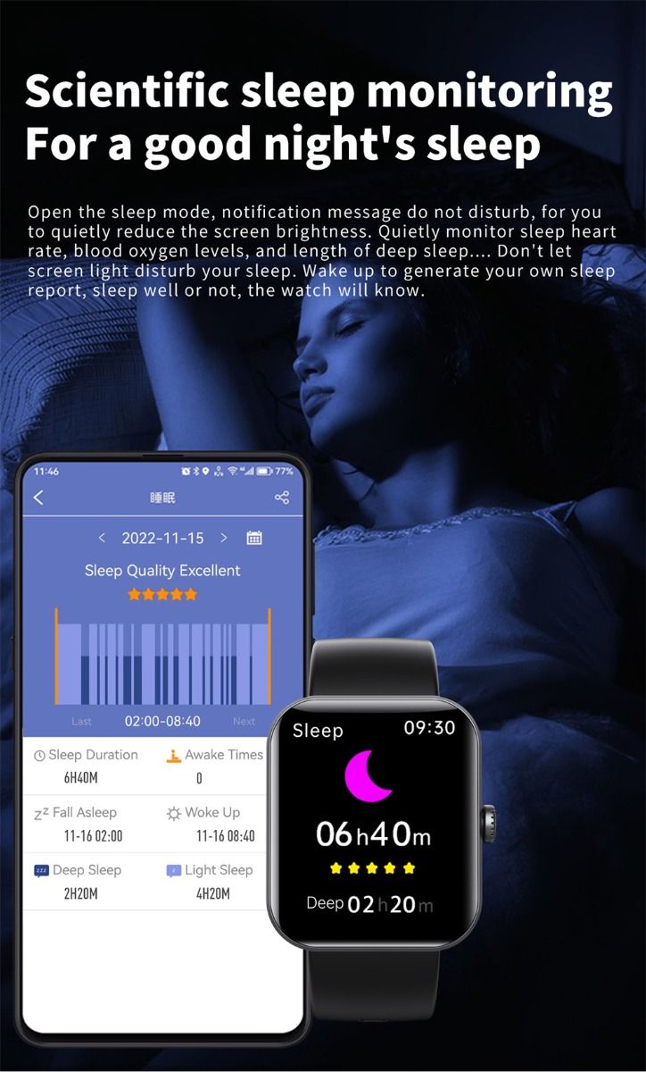 F57L Smartwatch Glicemia Pressione Sanguigna Frequenza Cardiaca Monitoraggio della Temperatura Monitoraggio Sportivo 1.91 Pollici Sn