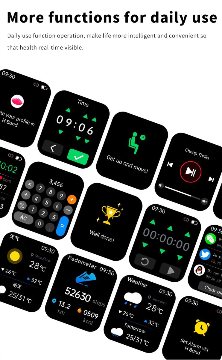 F57L Smartwatch Glicemia Pressione Sanguigna Frequenza Cardiaca Monitoraggio della Temperatura Monitoraggio Sportivo 1.91 Pollici Sn