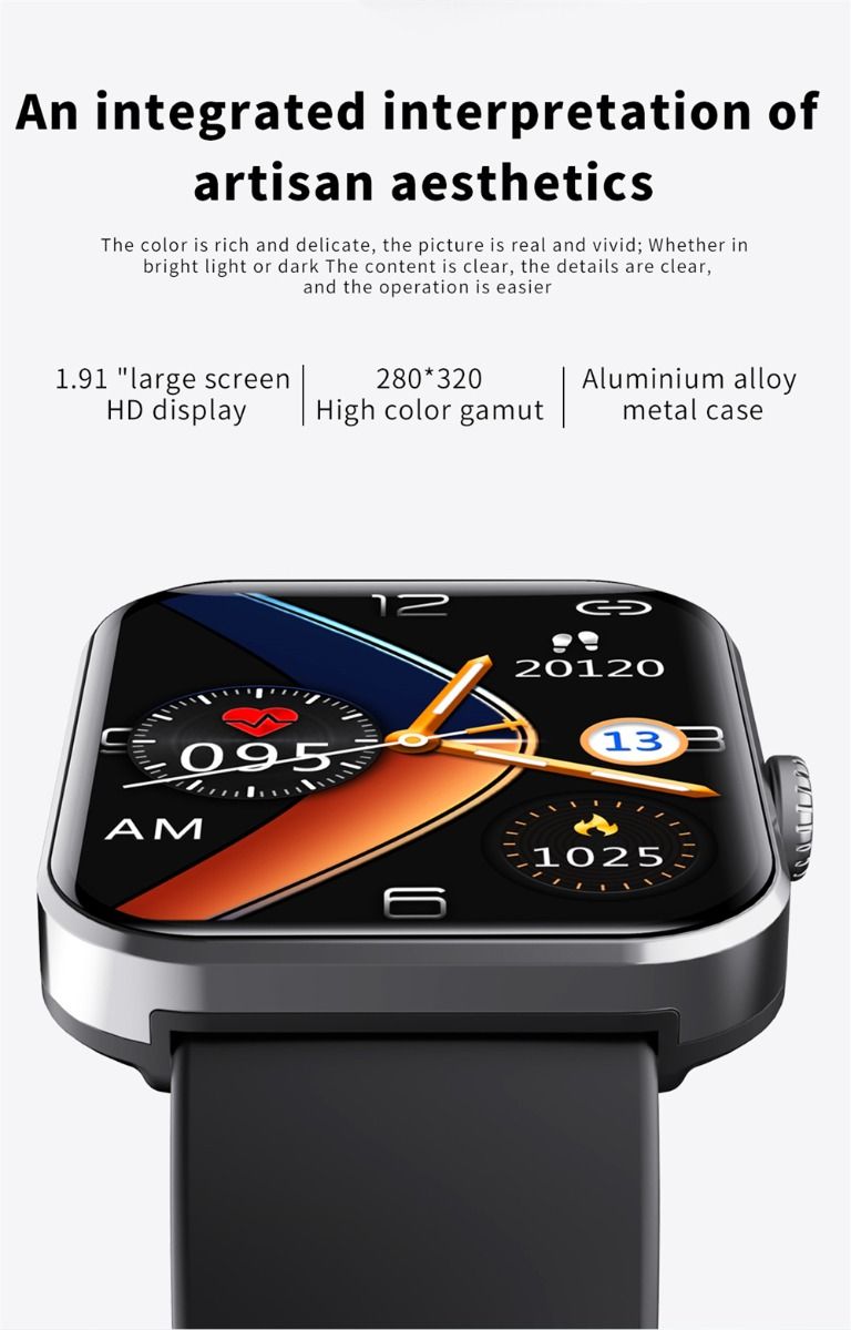 F57L Smartwatch Glicemia Pressione Sanguigna Frequenza Cardiaca Monitoraggio della Temperatura Monitoraggio Sportivo 1.91 Pollici Sn