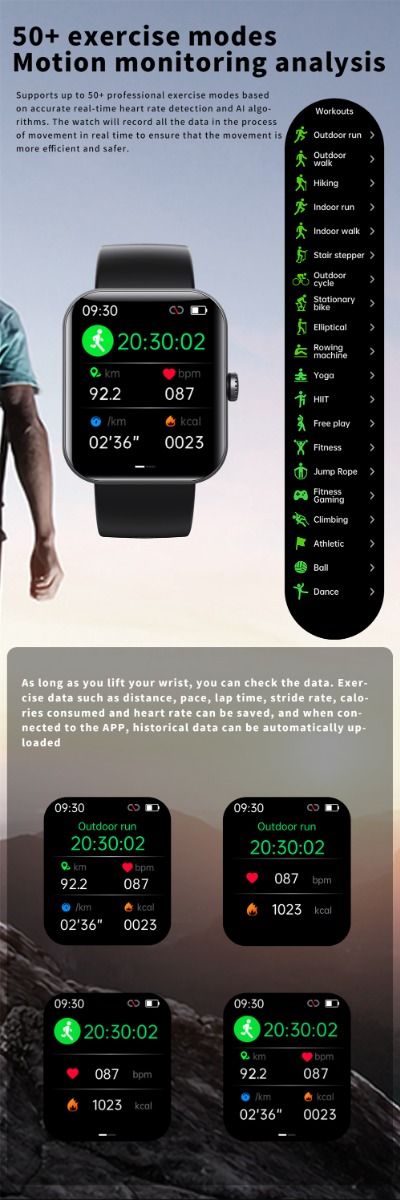 F57L Smartwatch Glicemia Pressione Sanguigna Frequenza Cardiaca Monitoraggio della Temperatura Monitoraggio Sportivo 1.91 Pollici Sn