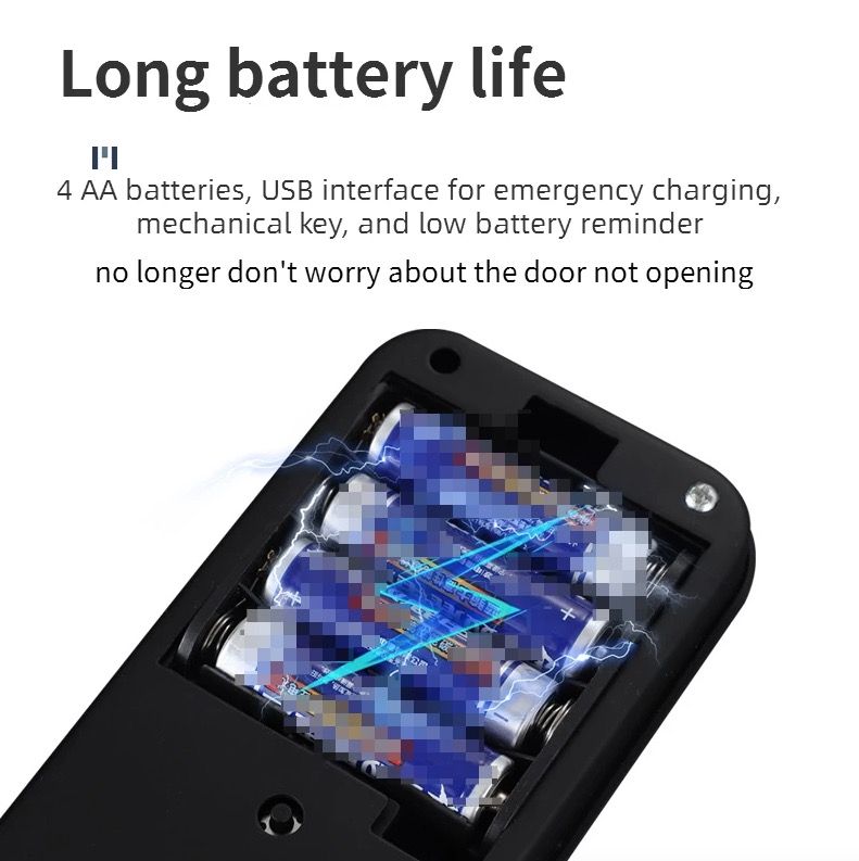 Serratura elettronica intelligente per porta con impronta digitale biometrica, ingresso senza chiave, design elegante, sicurezza domestica adatta alle famiglie.