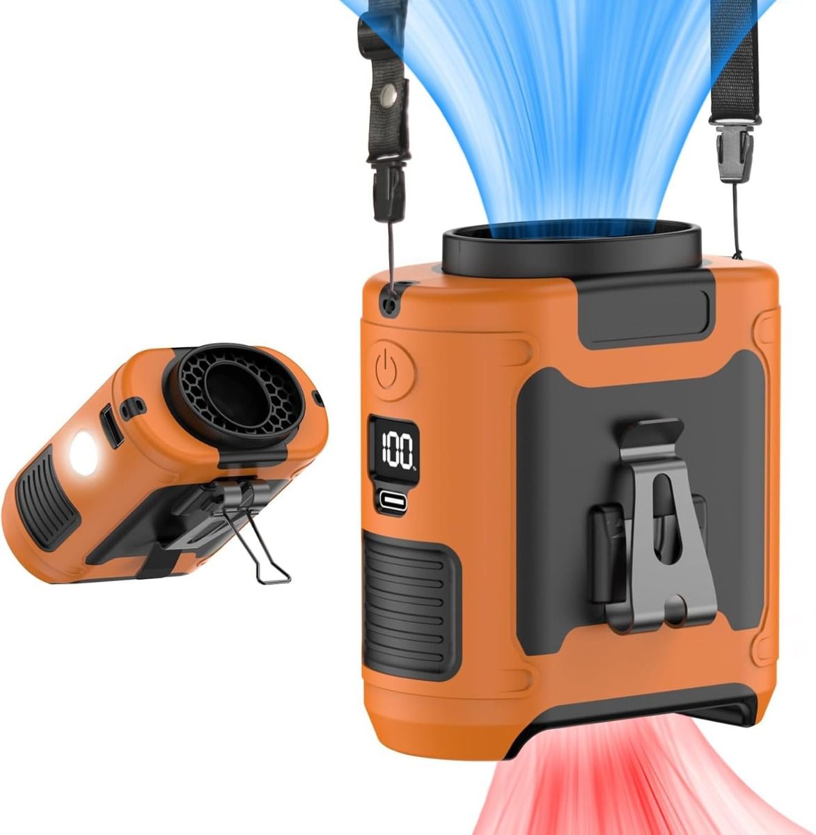 Ventilatore da vita portatile ricaricabile con cintura a clip