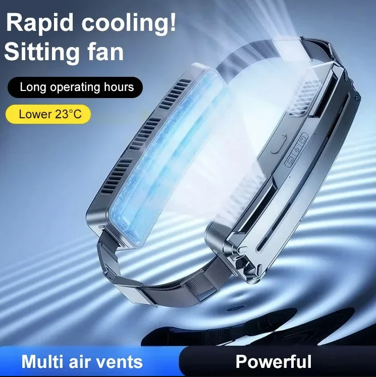 Ventilatore a cintura da vita Ice, dispositivo di raffreddamento portatile leggero per uso esterno, lavoro, ufficio, viaggi e campeggio.