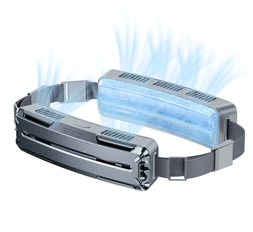 Ventilatore a cintura da vita Ice, dispositivo di raffreddamento portatile leggero per uso esterno, lavoro, ufficio, viaggi e campeggio.