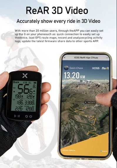 XOSS G+ G2 Ciclocomputer GPS Generazione Wireless Tachimetro Tracker con Display Personalizzato e Sensore di Frequenza Cardiaca