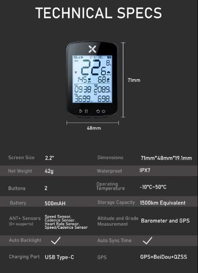 XOSS G+ G2 Ciclocomputer GPS Generazione Wireless Tachimetro Tracker con Display Personalizzato e Sensore di Frequenza Cardiaca