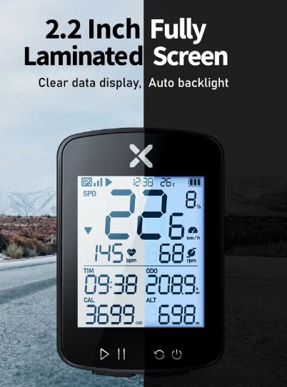 XOSS G+ G2 Ciclocomputer GPS Generazione Wireless Tachimetro Tracker con Display Personalizzato e Sensore di Frequenza Cardiaca