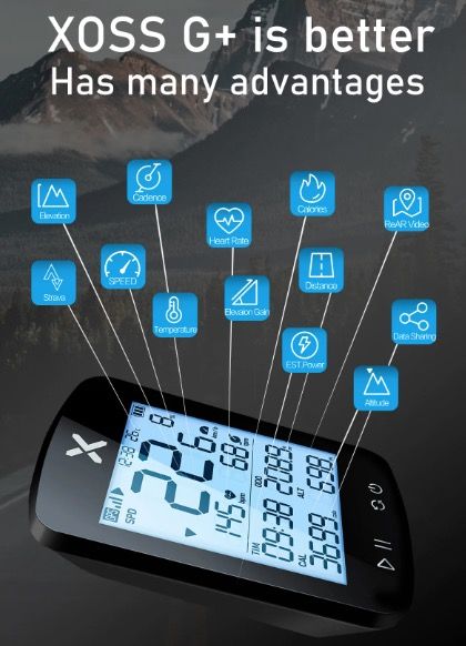 XOSS G+ G2 Ciclocomputer GPS Generazione Wireless Tachimetro Tracker con Display Personalizzato e Sensore di Frequenza Cardiaca