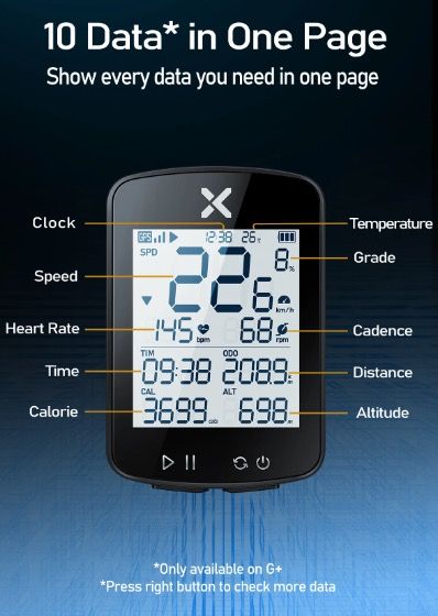 XOSS G+ G2 Ciclocomputer GPS Generazione Wireless Tachimetro Tracker con Display Personalizzato e Sensore di Frequenza Cardiaca