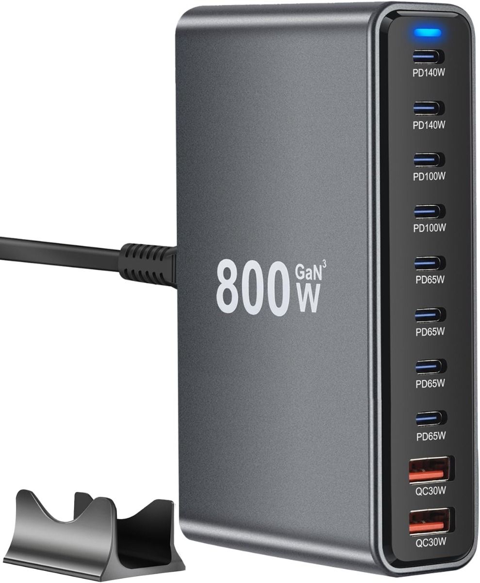 Caricatore USB C 800W GaN III Pro 10 Porte PD PPS 140W per MacBook Pro iPhone Ricarica Veloce