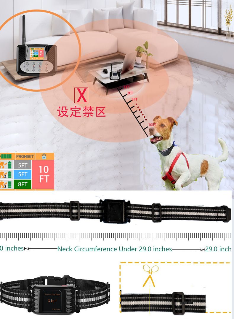 Sistema Recinzione Elettronica Wireless per Cani 3 in 1 con Radar Elettronico e Aree Vietate Regolabili Tecnologia Avanzata per Sicurezza e Addestramento Canino