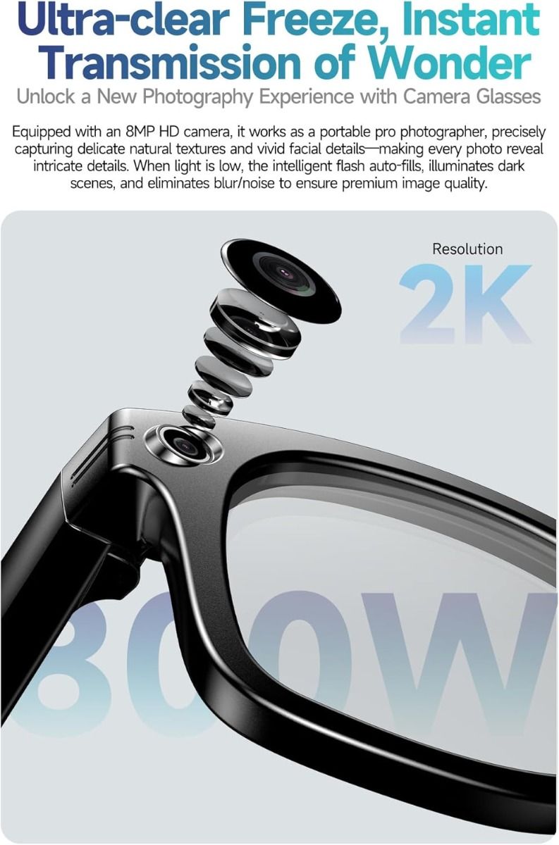 Occhiali Smart AI: Traduzione, Chiamate, Musica, Fotocamera HD, Protezione UV, Anti-Luce Blu. Visione del Futuro!