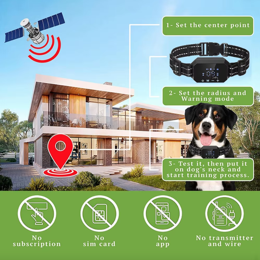 Sistema di Recinzione per Cani Senza Fili GPS Ampia Area di Gioco Sicurezza con Avvisi Regolabili e Modalità di Addestramento Umane Facile da Installare e Ricaricabile