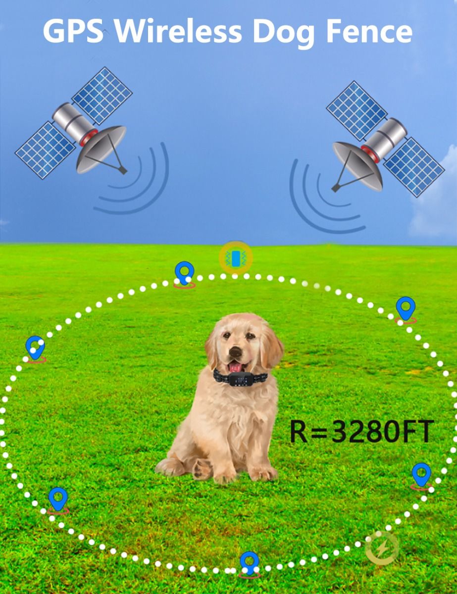 Recinto per cani senza fili GPS per esterni, dispositivo di recinzione per animali domestici con portata 3280 Ft, facile installazione per la sicurezza e la libertà degli animali domestici.